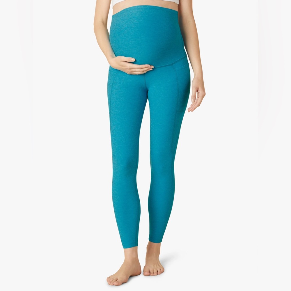 Beyond Yoga Spacedye Love the Bump Midi Maternity Legging - Peacock Blue Heather
